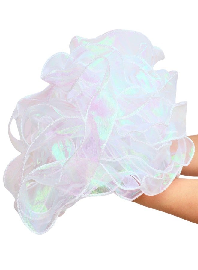 FENKON Holographic White Ribbon 1.5 inches x 20 Yards for Gift Wrap Birthday Decorations Christmas Decorations Wedding (White, 20 Yards) - Image 1